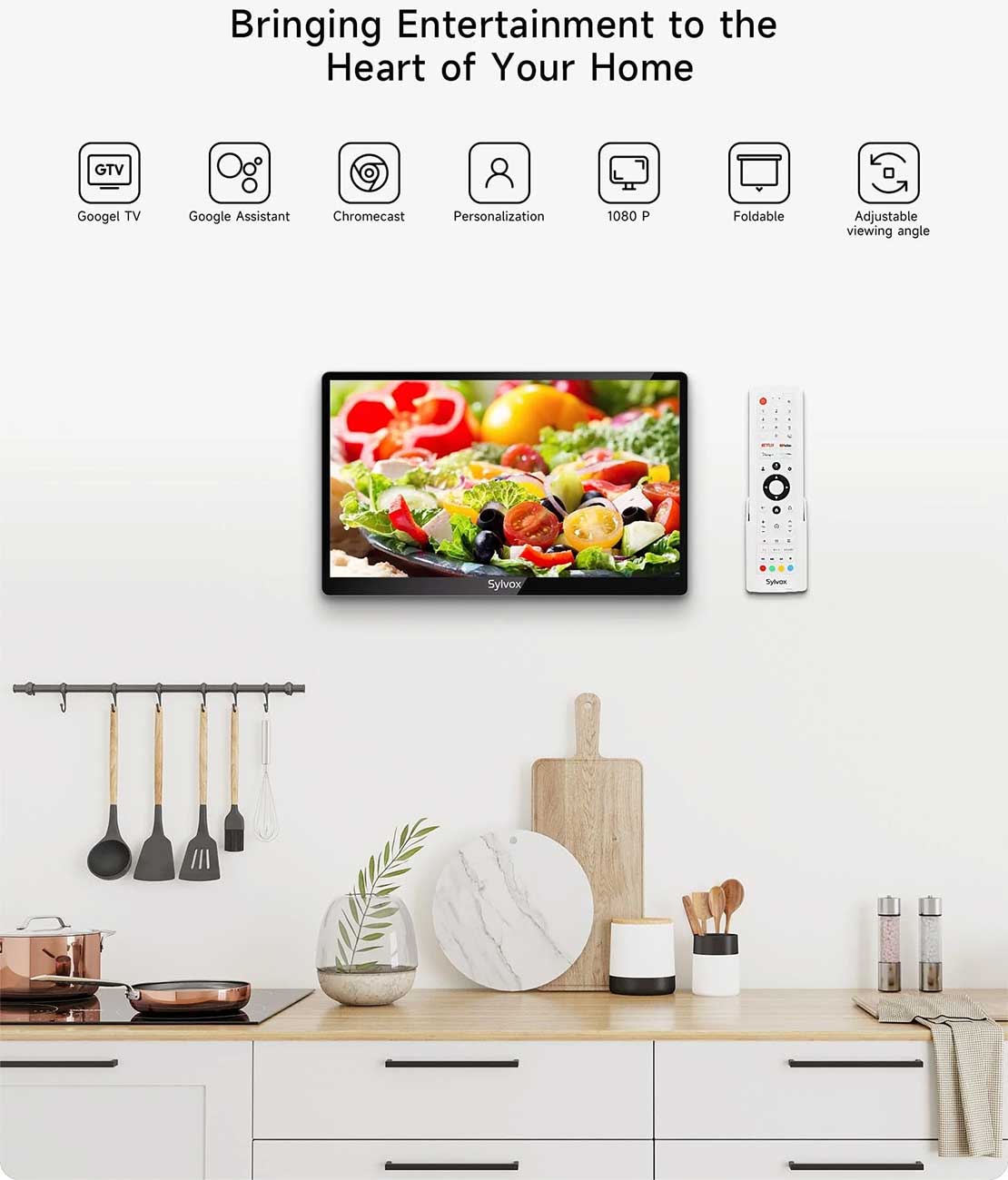 Sylvox Under Cabinet TV 15.6-Inch Smart 1080p for Kitchens in Silver - KT16K0KHGA - image 4