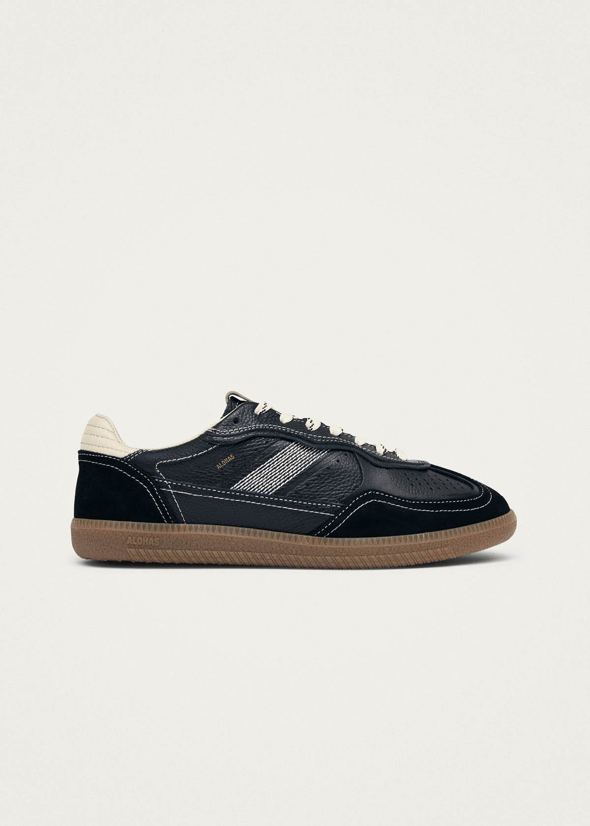 Tb.490 Rife Grain Sneaker aus schwarzem und cremefarbenem Leder