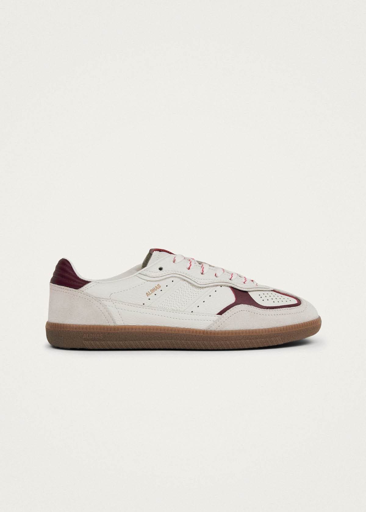 Tb.490 Rife Grain Sneaker aus weißem Burgundy-Leder