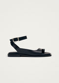 Tebas Zwarte Leren Sandalen