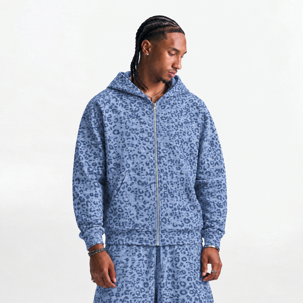 VYBES Blue Leopard Sweatpants