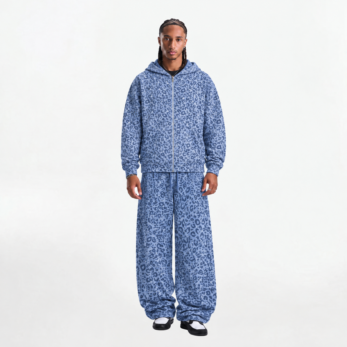 VYBES Blue Leopard Sweatpants